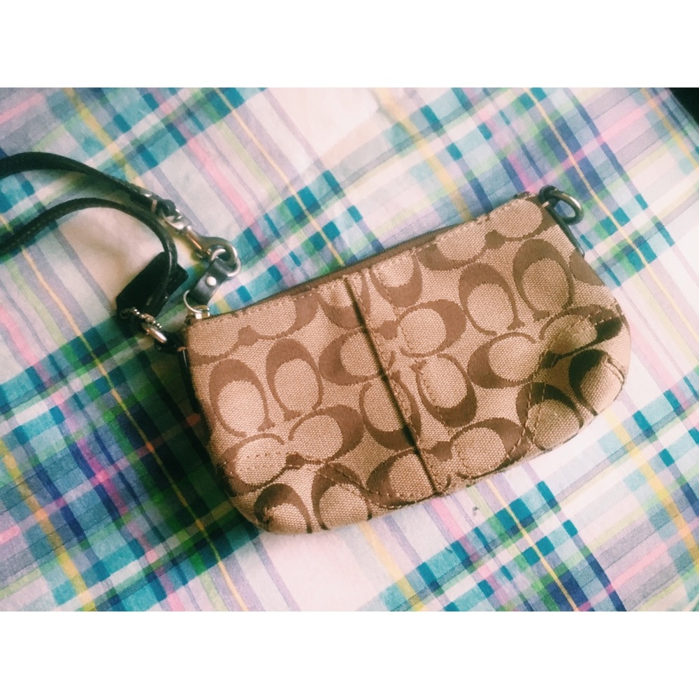 Coach logo wristlet